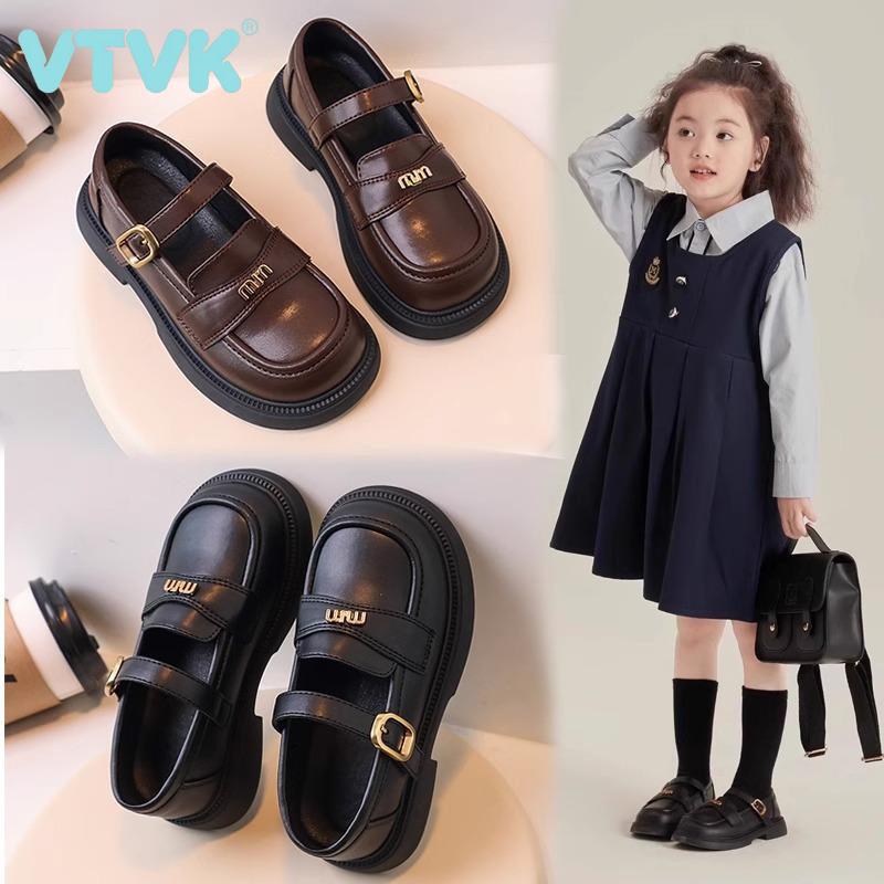 VTVK女童小皮鞋英伦风宝宝单鞋2025新款儿童真皮黑色玛丽珍公主鞋