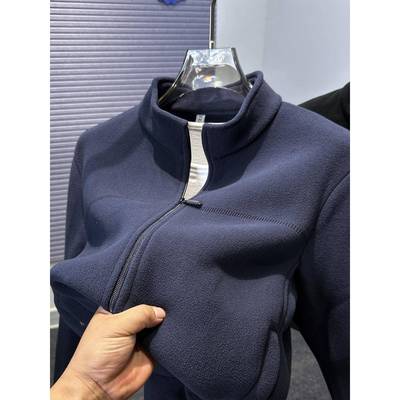 重磅摇粒绒开衫卫衣男休闲宽松立领双面抓绒外套秋冬加厚保暖夹克