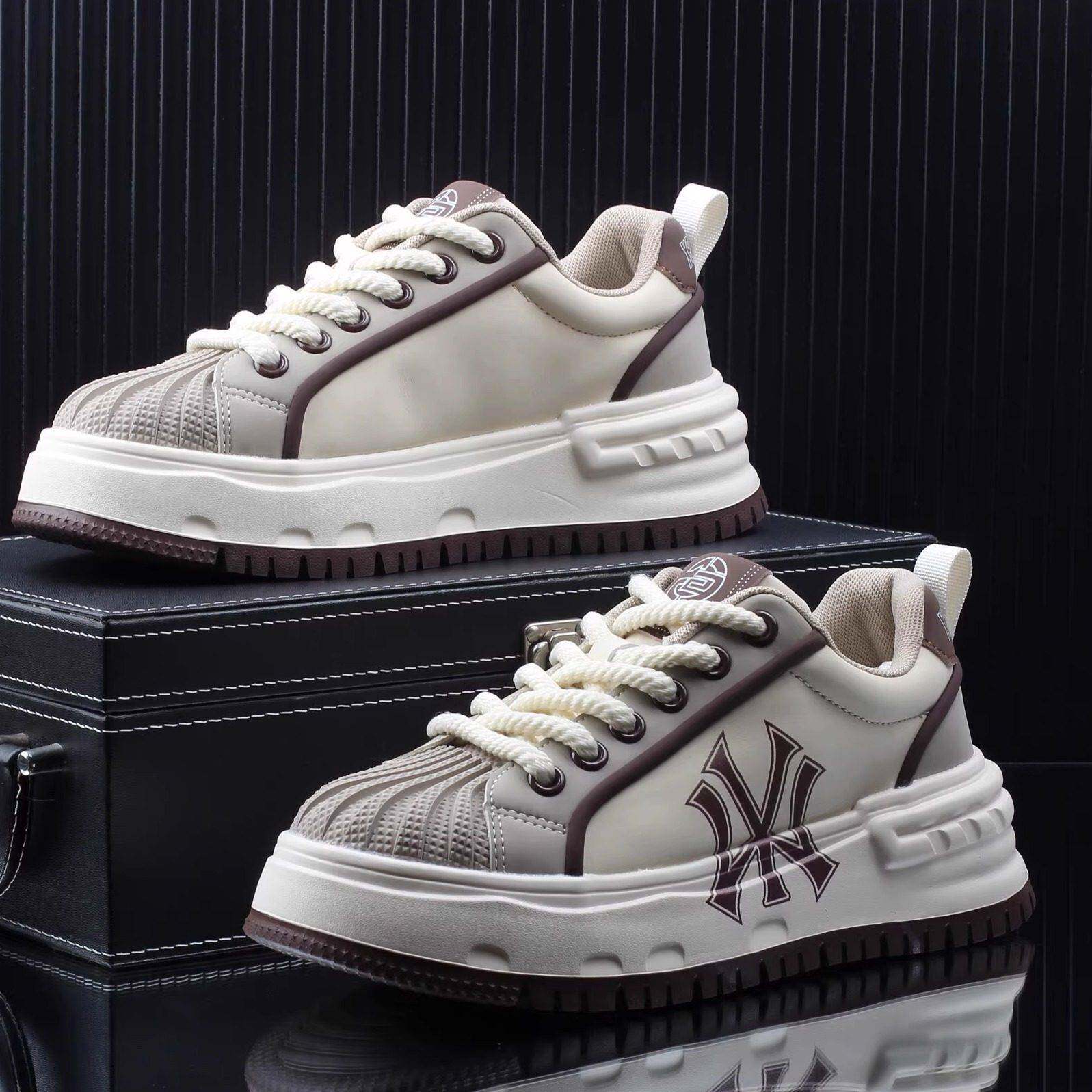 高级感潮牌轻奢时尚休闲板鞋男款2025秋季新款厚底增高贝壳头男鞋