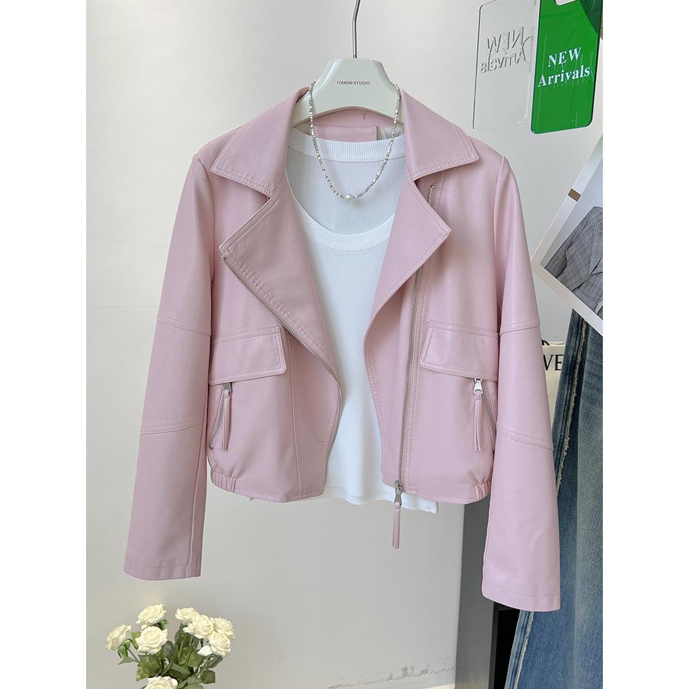 韩国皮衣外套女短款2025春秋新款宽松显瘦翻领机车服休闲皮夹克潮