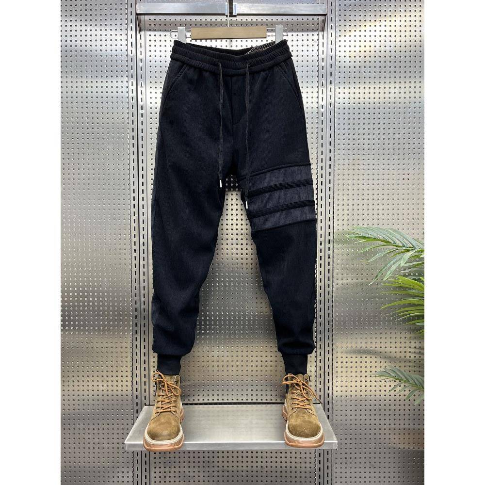 MAROLIO~尽显年轻潮流！休闲条纹束脚裤男秋季潮牌拼接宽松哈伦裤