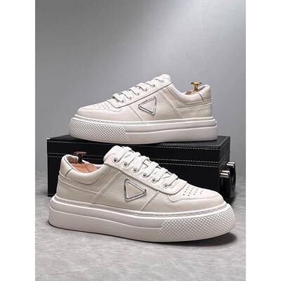 真皮小白鞋男潮牌春秋厚底透气时尚休闲鞋新款时尚增高运动板鞋子