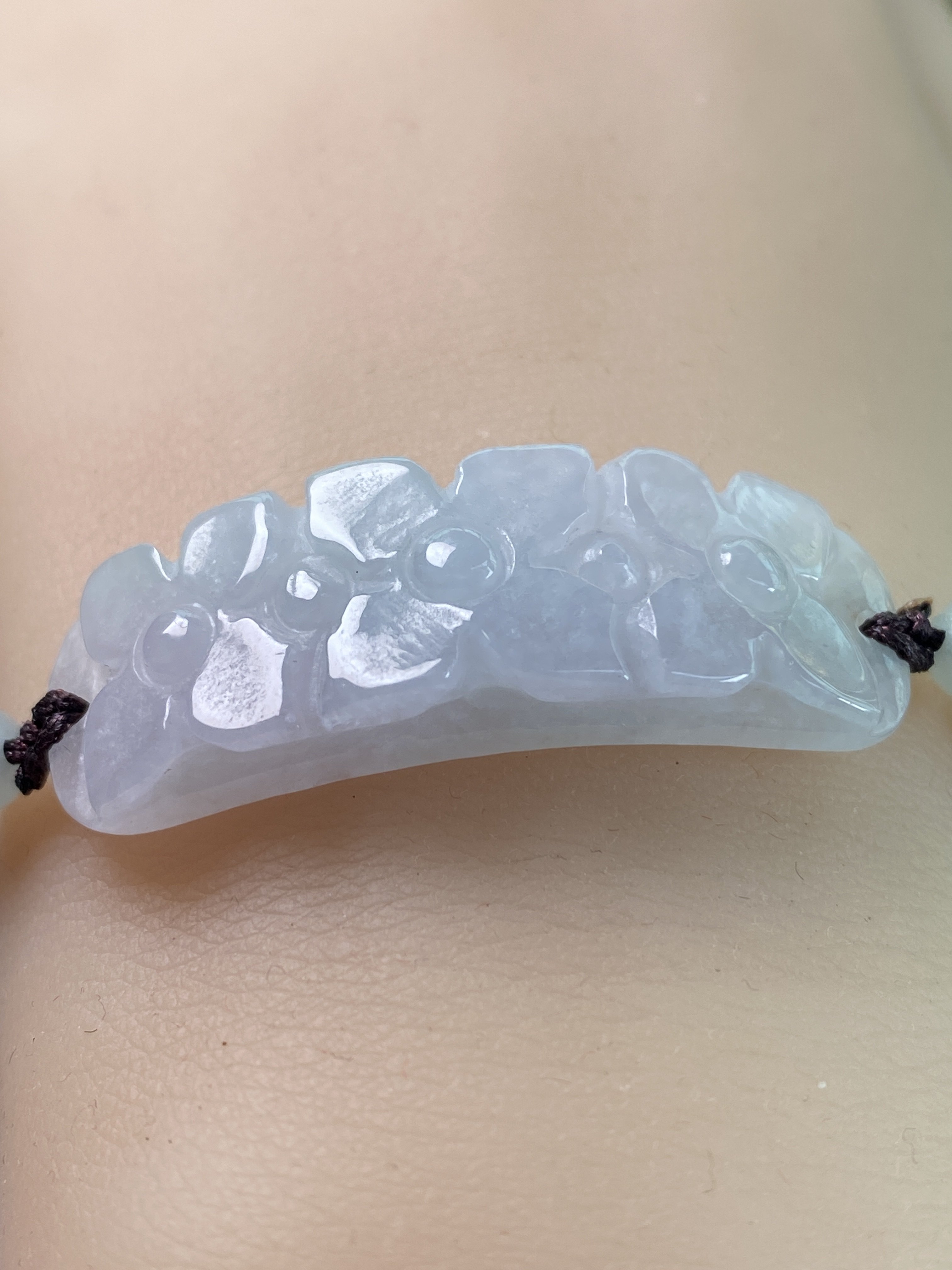 缅甸天然A货翡翠浅春彩雕花手牌 手链 证书编号3065图片