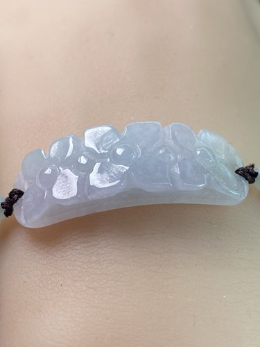 缅甸天然A货翡翠浅春彩雕花手牌 手链 证书编号3065