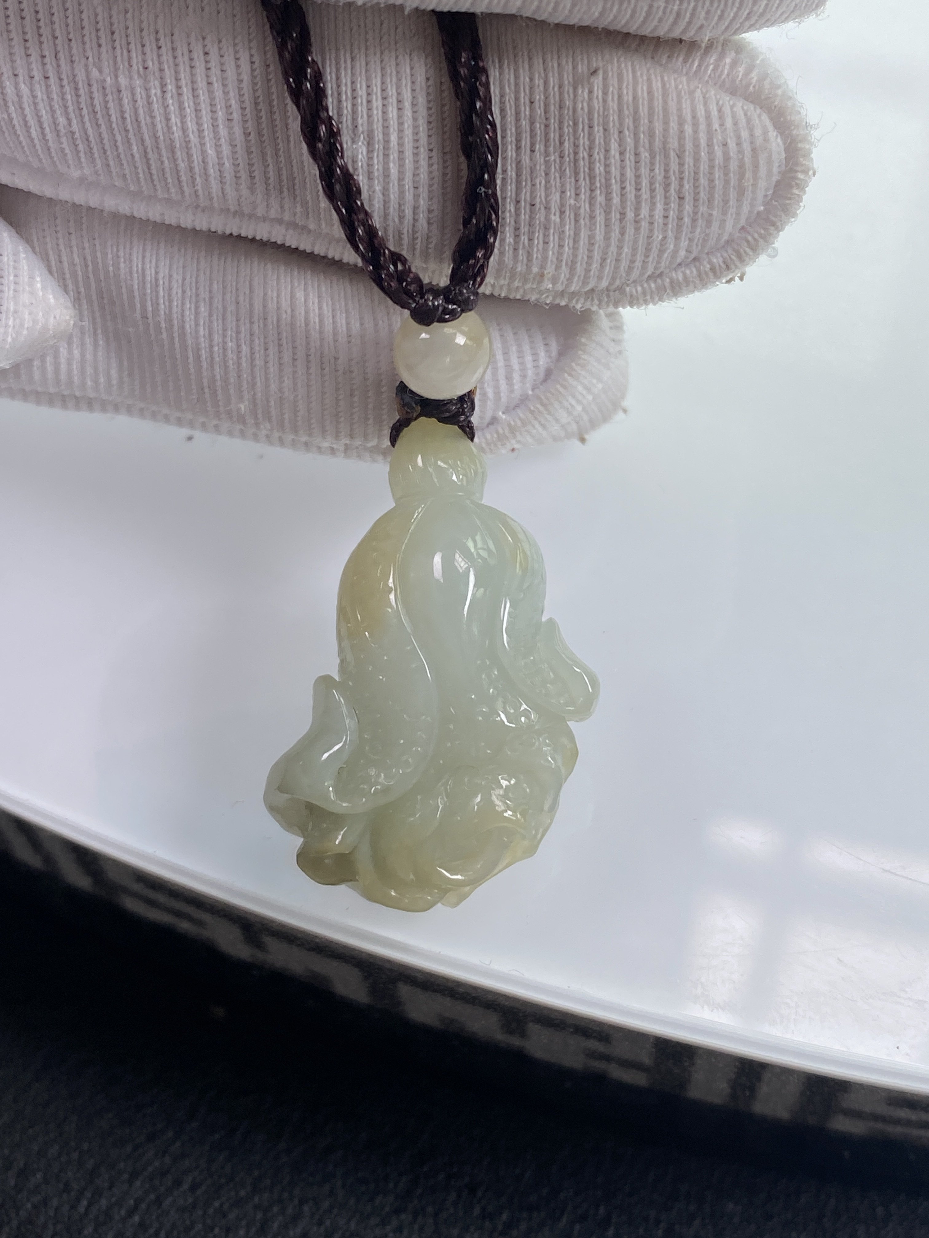 缅甸天然A货翡翠黄翡白菜吊坠 证书编号0091