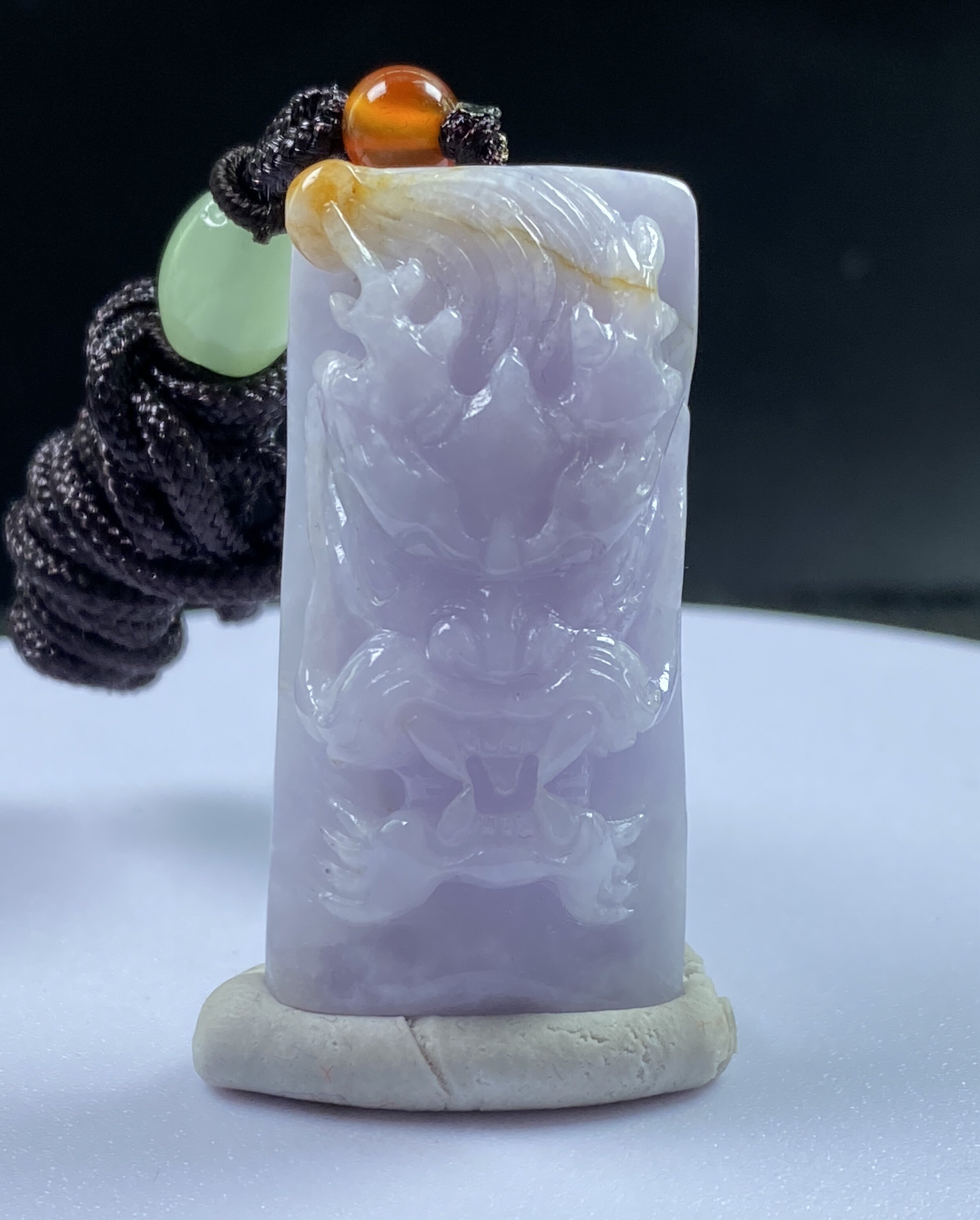 缅甸天然A货翡翠紫龙牌吊坠 证缅甸翡翠