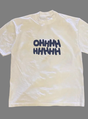外贸折扣全棉捡漏~2026夏季OHHH印花设计感男女小众情侣款短袖T恤