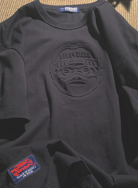 品牌折扣 美式oversize夏季宽松纯棉3D立体短袖t恤男女同款上衣