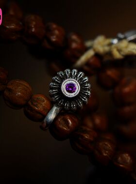 Lam手作 925银格桑花卡子 百香籽星月金刚佛珠文玩配饰