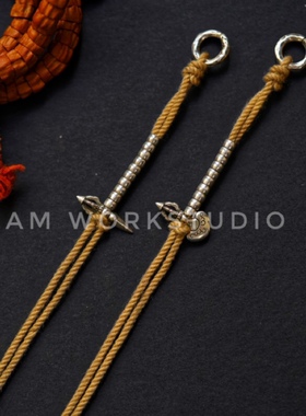 Lam手作 藏传迷你藏式钺刀金刚镢背云 侧挂卡子 文玩配饰