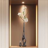 中古侘寂风入户玄关细长花瓶摆件客厅花艺电视柜壁龛轻奢高档装 饰