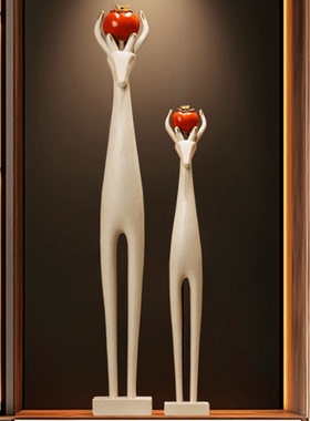 艺术鹿大摆件入户玄关旺宅家居装饰客厅电视柜瘦细长竖高级工艺品