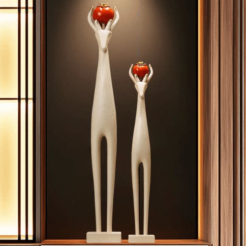 竖高旺宅鹿摆件高级感