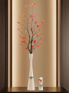 入门玄关招财猫细高花瓶摆件客厅花束电视柜壁龛高级感新房装饰品