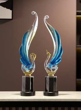 入户玄关壁龛细长竖高摆件孔雀客厅电视柜装饰艺术品乔迁结婚礼物