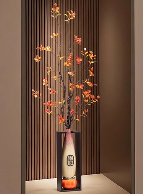 入门玄关招财柿子花瓶高档艺术品