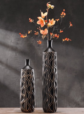 入户玄关壁龛花瓶摆件大号客厅竖高级感插花电视柜落地艺术装饰品