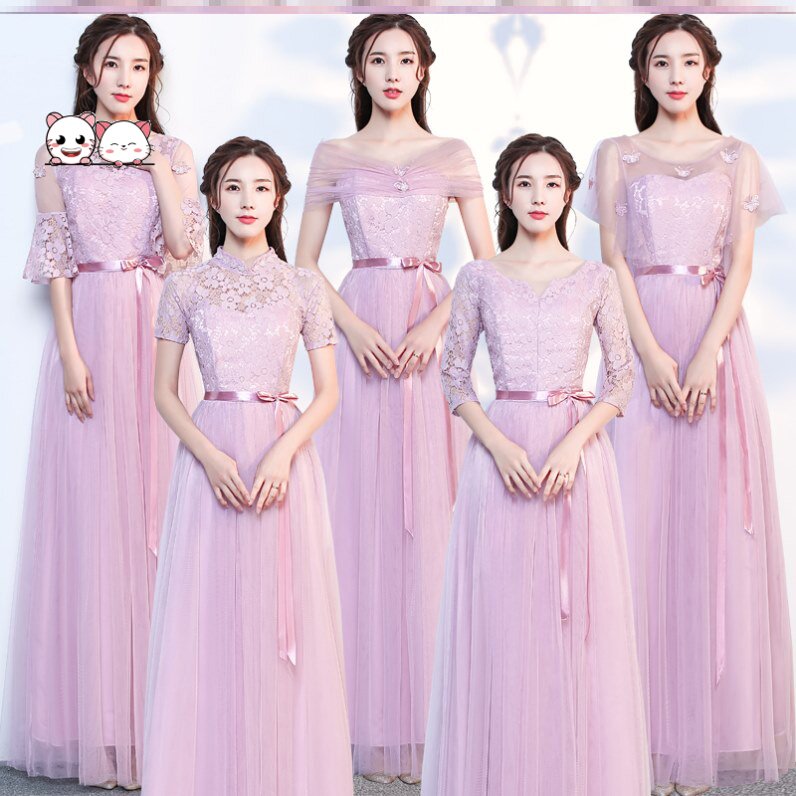 优雅蓬蓬裙香槟色粉色系宴会中长款小礼服半娘服伴娘服紫色矮个子|ruв категории Женская одежда, Cвадебные платья, платье/вечернее платье - от Buy2taobao.com для оказания профессиональной услуги покупки агента Taobao