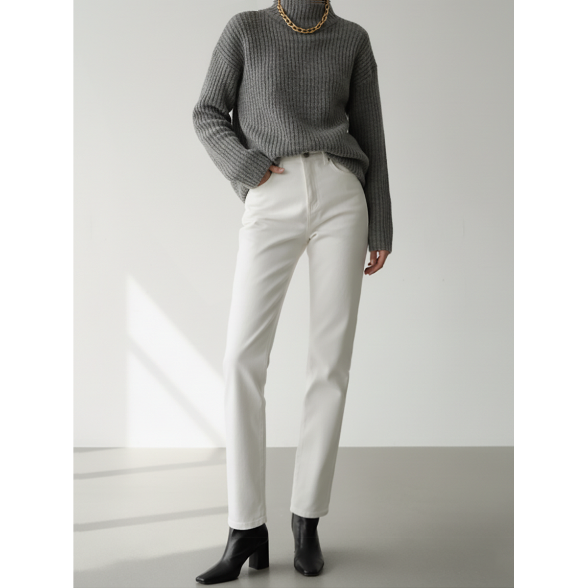 法式秋冬棉弹力烟管裤长裤