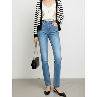 多色弹力高个子加长烟管裤 烟黑色浅蓝牛仔裤 高腰锥型裤 显瘦直筒裤
