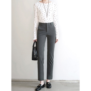 显瘦黑色直筒裤 秋高个子九分裤 裤 重塑笔直腿四面弹力灰色烟管西装