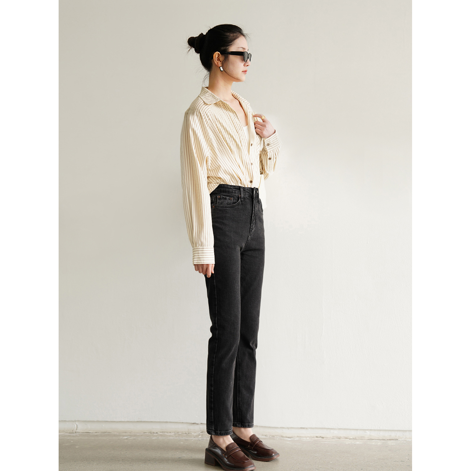 不掉色加绒冬季小直筒长裤