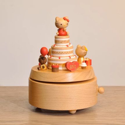 森活木趣八音盒木质音乐盒HelloKitty女孩女生儿童情人节生日礼物