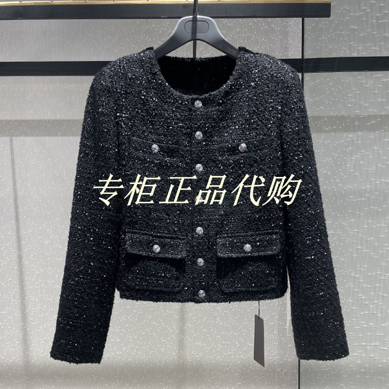 圆领粗花呢小香风短外套上衣