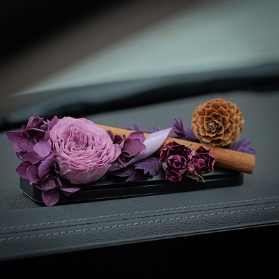 挪车号码牌高级感干花永生花车载香薰内饰装饰中控台摆件便携