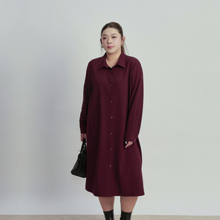 心存真大码女装2026春季新款含天丝衬衫裙胖mm宽松遮肚显瘦连衣裙