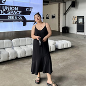 内搭背心连衣裙黑 长款 女装 遮肉吊带裙200斤胖mm宽松显瘦无袖 大码