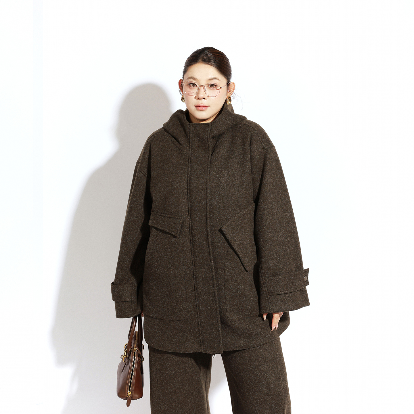 大码女装毛呢外套宽松显瘦百搭