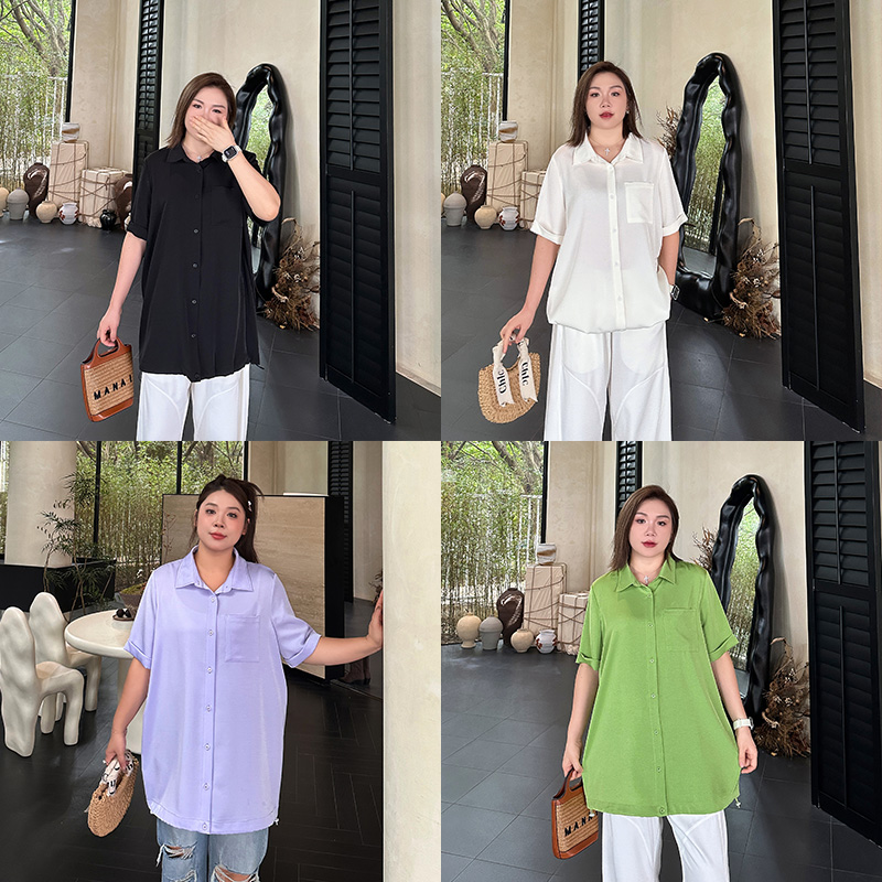 大码女装胖mm衬衫宽松显瘦