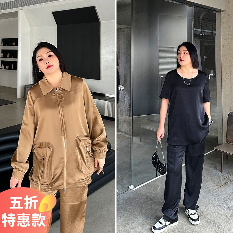 大码女装工装风套装宽松显瘦