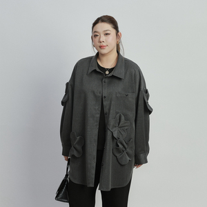 心存真定制设计感手工花大码外套女2026春季新款胖mm宽松显瘦开衫