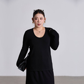 打底衫 女2026年春季 新款 正肩u领大码 200斤胖mm显瘦百搭长袖 上衣