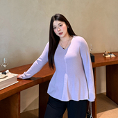 显瘦百搭打底衫 心存真大码 2025秋新款 胖mm修身 女装 显瘦A字针织衫