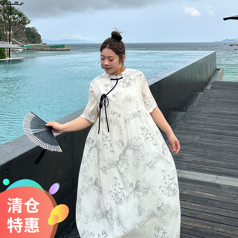 大码女装胖mm宽松显瘦连衣裙