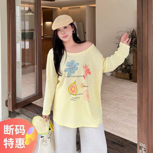 大码女装单肩无花果T恤宽松显瘦