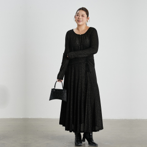 高端大码女装定制流光金属丝显瘦修身连衣裙胖mm冬装洋气年会礼裙