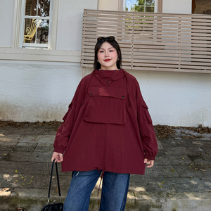 心存真美式连帽大码卫衣女2025年秋季新款胖mm宽松显瘦工装上衣