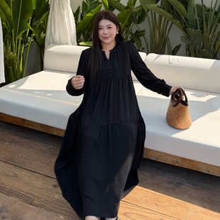 大码女装穿搭衬衫连衣裙女2026新款春季胖mm高级感遮肚显瘦长裙