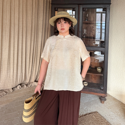 大码女装人丝新中式国风上衣宽松