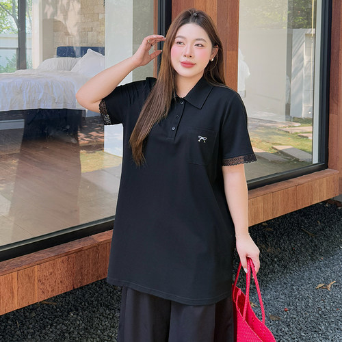 大码女装POLO衫宽松T恤显瘦上衣