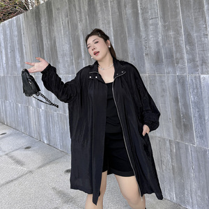 薄款凉快防晒外套大码女装2023年夏季新款胖mm宽松办公室空调衫