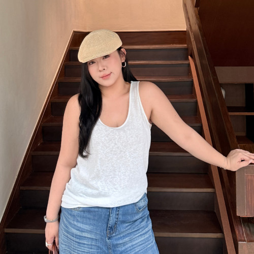 大码女装u领背心百搭显瘦