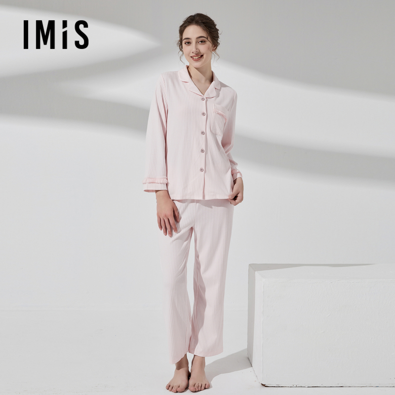 爱美丽流苏罗纹罗纹翻领开衫24年秋冬新款长袖上衣长裤IM46BRL2