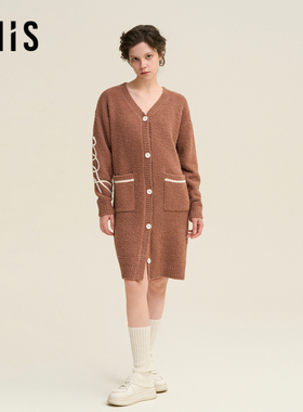 爱美丽田园撸猫绒-椰奶泡泡V领开衫长袖家居袍IM48BUW1