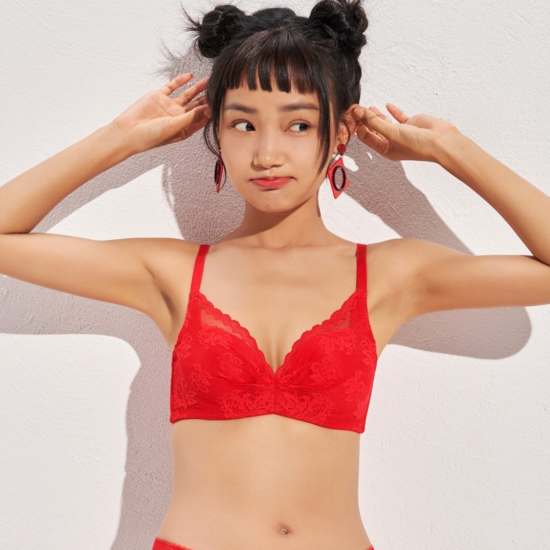 爱美丽专柜正品内衣花间舞结婚红色本命年大胸显小文胸IM12BAZ1