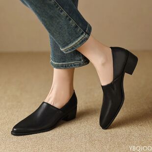 Fashionable versatile mid heeled women's thick heeled women'